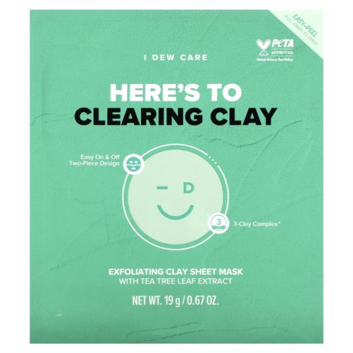 I Dew Care Here´s To Clearing Clay Exfoliating Clay Beauty Sheet Mask 4 Sheet Masks 0.67 oz (19 g) Each