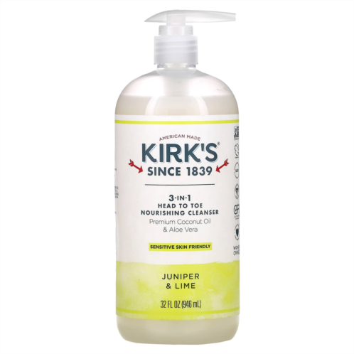 Kirks 3-in-1 Head to Toe Nourishing Cleanser Juniper & Lime 32 fl oz (946 ml)