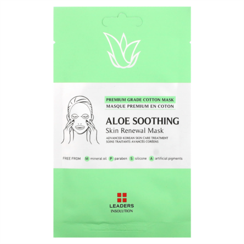 Leaders Aloe Soothing Skin Renewal Beauty Mask 1 Sheet 0.84 fl oz (25 ml)
