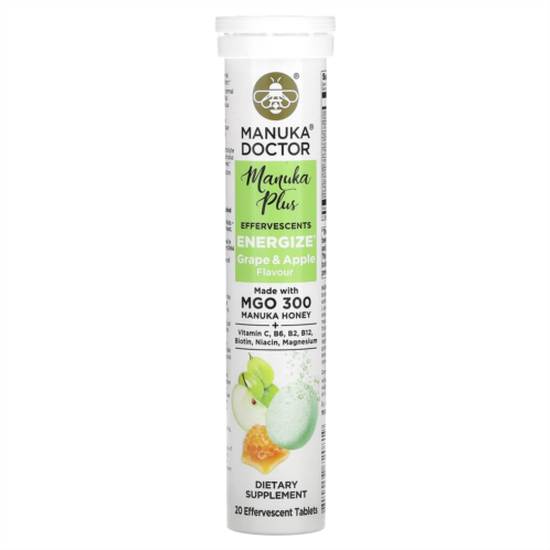 Manuka Doctor Manuka Plus Effervescents Energize Grape & Apple 20 Effervescent Tablets