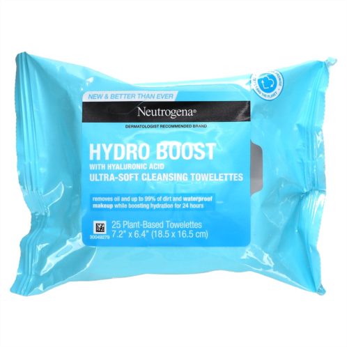 Neutrogena Hydro Boost with Hyaluronic Acid Ultra-Soft Cleansing Towelettes 25 Plant-Based Towelettes