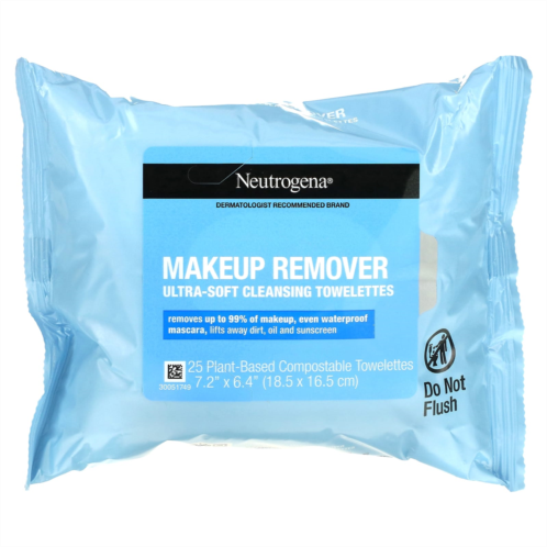Neutrogena Makeup Remover Ultra-Soft Cleansing Towelettes 2 Packs 25 Plant-Based Compostable Towelettes Each