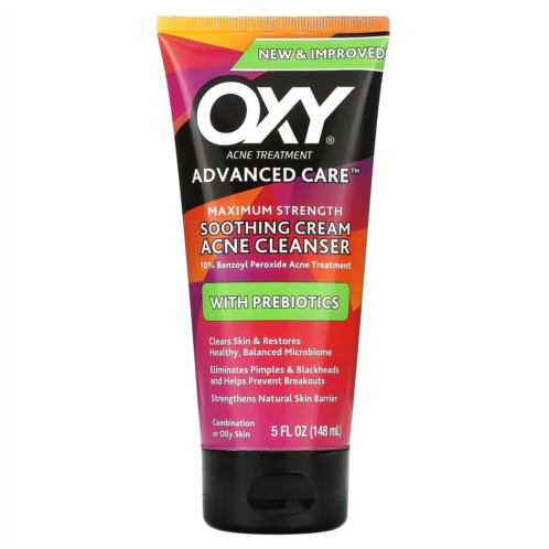 Oxy Skin Care Soothing Cream Acne Cleanser with Prebiotics Maximum Strength 5 fl oz (148 ml)