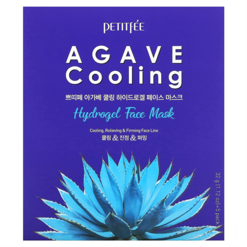 Petitfee Agave Cooling Hydrogel Beauty Face Mask 5 Sheets 1.12 oz (32 g) Each