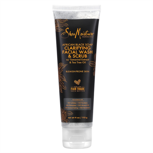 SheaMoisture Clarifying Facial Wash & Scrub African Black Soap 4 oz (113 g)