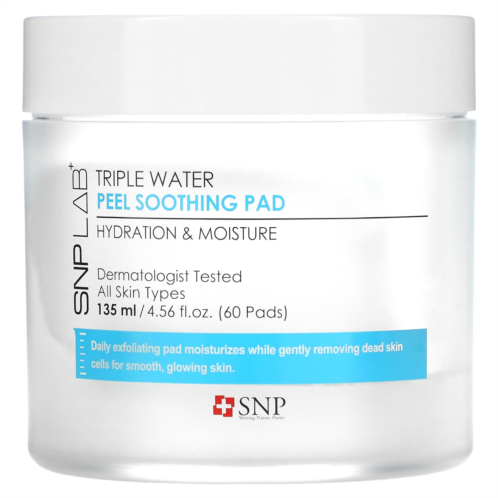 SNP LAB+ Triple Water Peel Soothing Pad 60 Pads 4.56 fl oz (135 ml)
