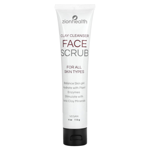 Zion Health Face Scrub Clay Cleanser For All Skin Types 4 oz (113 g)