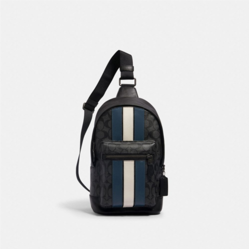 COACH West Pack In Signature Canvas With Varsity Stripe