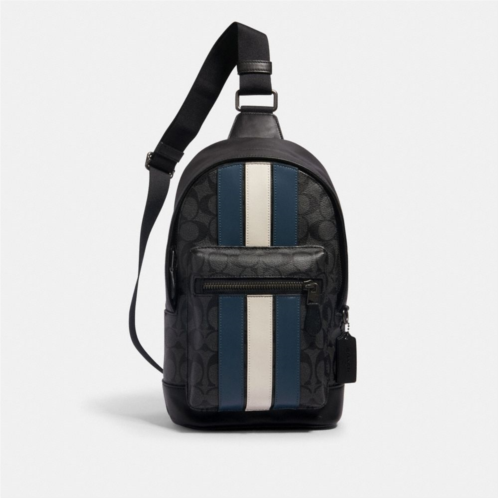 COACH West Pack In Signature Canvas With Varsity Stripe