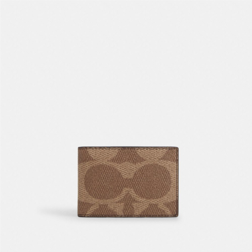 COACH Compact Billfold Wallet In Blocked Signature Canvas