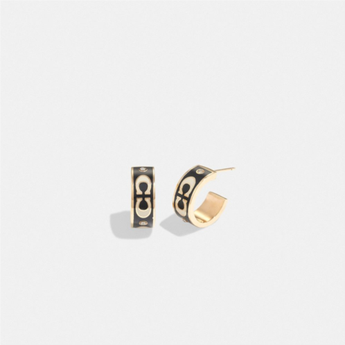 COACH Signature Enamel Huggie Earrings