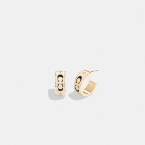 COACH Signature Enamel Huggie Earrings