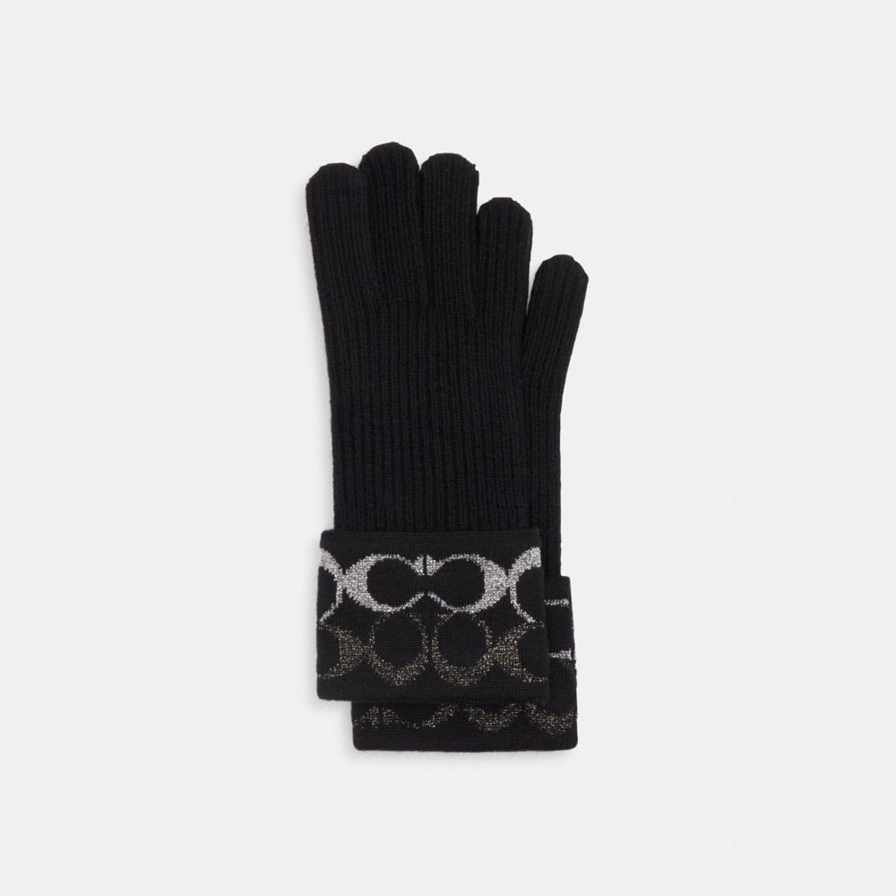 COACH Signature Metallic Knit Gloves