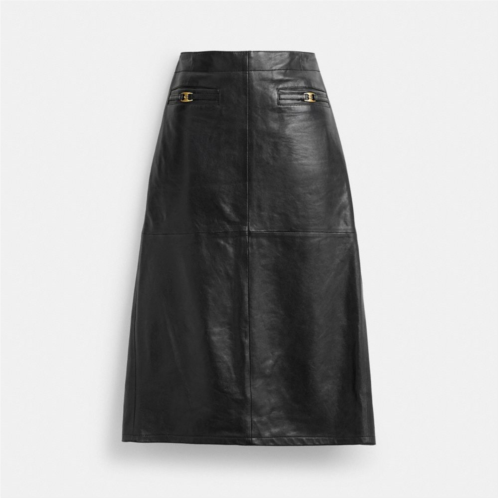 Coach Heritage C Long Leather Skirt