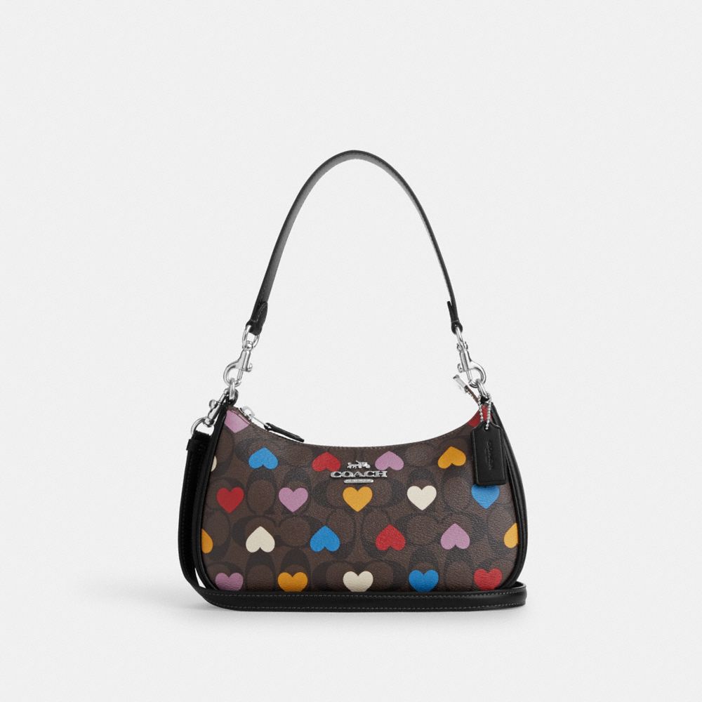 COACH Teri Shoulder Bag In Signature Canvas With Heart Print