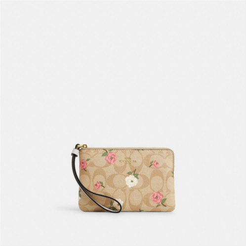 COACH Corner Zip Wristlet In Signature Canvas With Floral Print