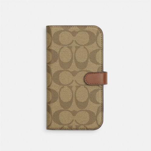 COACH Iphone 15 Pro Max Folio In Signature Canvas