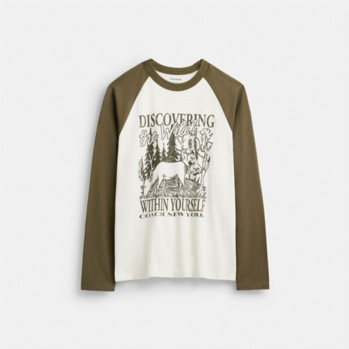 COACH Wild Raglan Crewneck Long Sleeve T Shirt In Organic Cotton