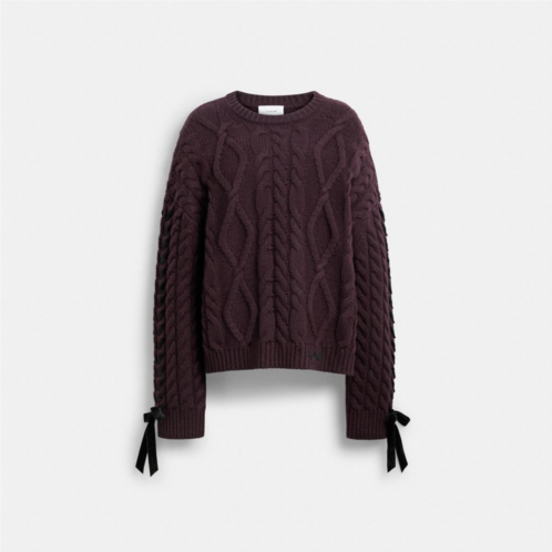 Coach Cable Knit Bow Sweater