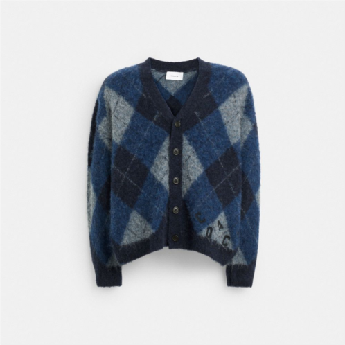 Coach Fuzzy Argyle Cardigan