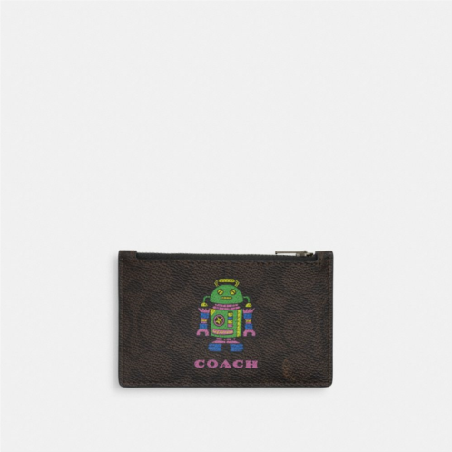 Cosmic Coach Zip Card Case With Robot Print