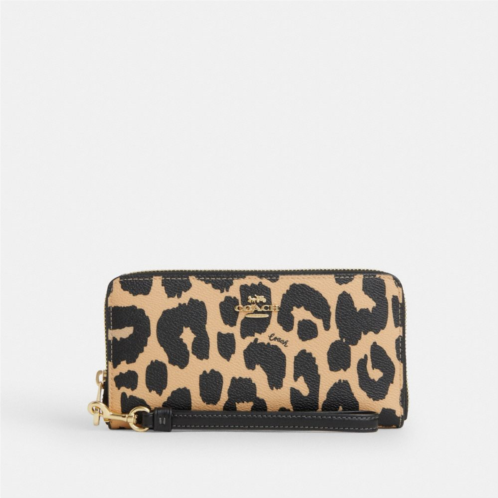 COACH Long Zip Around Wallet With Leopard Print