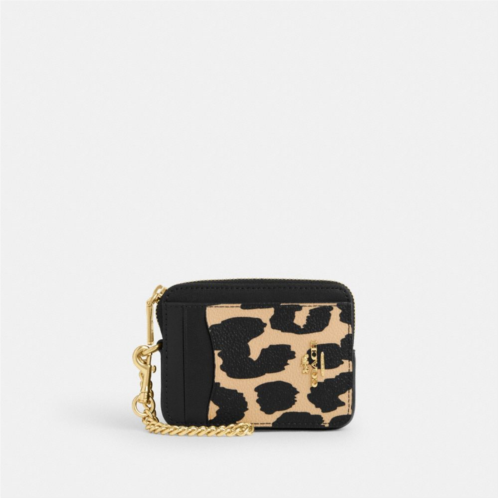 COACH Zip Card Case With Leopard Print