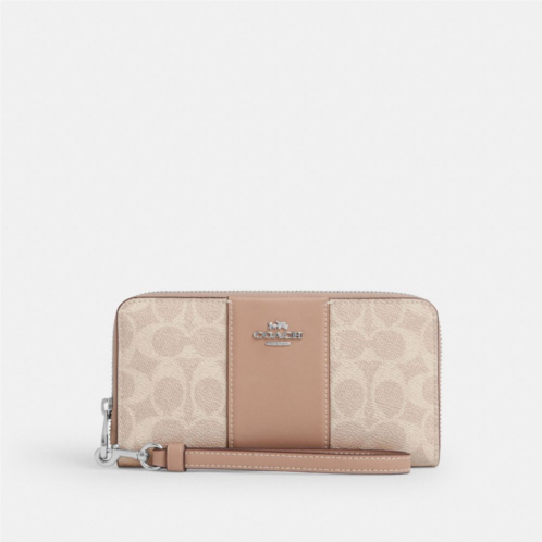 COACH Long Zip Around Wallet In Signature Canvas With Stripe