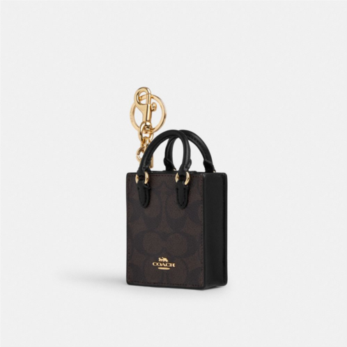 COACH North/South Mini Tote Bag Charm In Signature Canvas