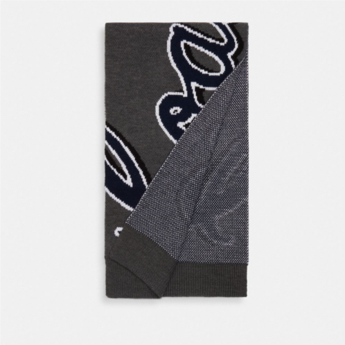 Coach Script Print Knit Muffler