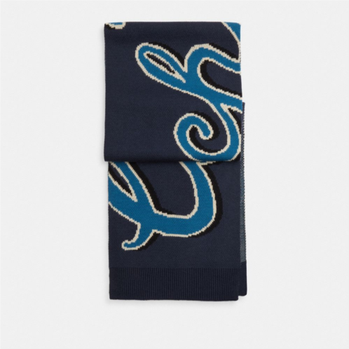 Coach Script Print Knit Muffler