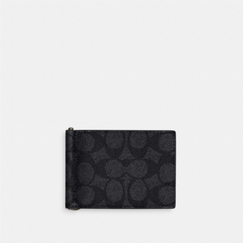 COACH Slim Money Clip Billfold Wallet In Signature Canvas