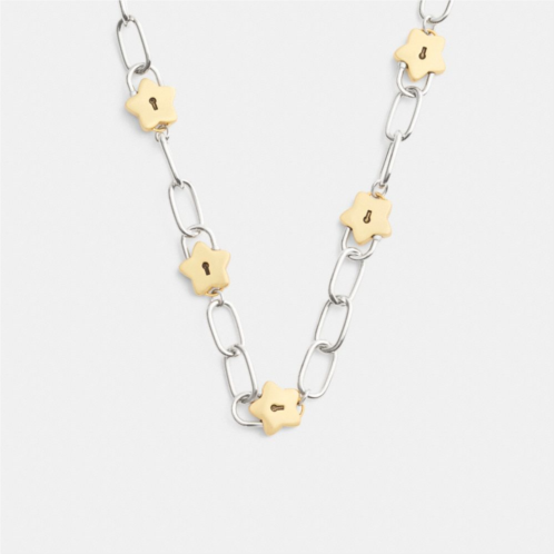 COACH Star Padlock Chain Link Necklace