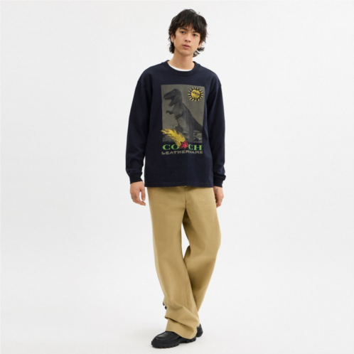 Coach Collage Long Sleeve Relaxed T Shirt In Organic Cotton