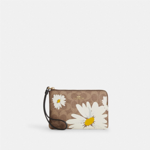 COACH Corner Zip Wristlet In Signature Canvas With Floral Print