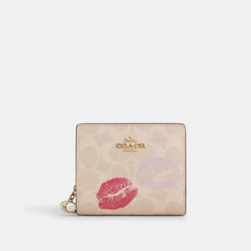 COACH Snap Wallet In Signature Canvas With Lips Print