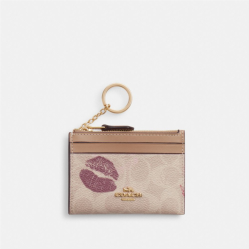 COACH Mini Id Skinny Case In Signature Canvas With Lips Print