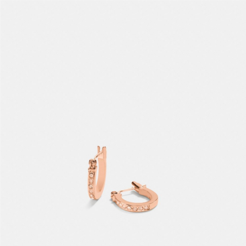 COACH Pave Signature Huggie Earrings