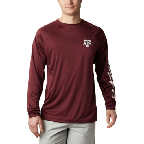 Columbia Mens Collegiate PFG Terminal Tackle Long Sleeve Shirt - Texas A&M