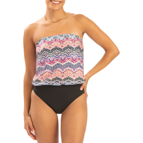 Dolfin Womens Printed Strapless One-Piece Swimsuit