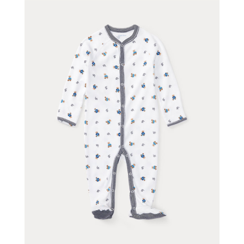 Baby Boy Polo Bear Cotton Footed Coverall