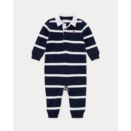 Baby Boy Striped Cotton Jersey Rugby Coverall