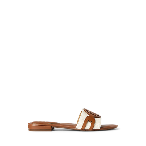 Polo Ralph Lauren Alegra Canvas-Leather Slide Sandal