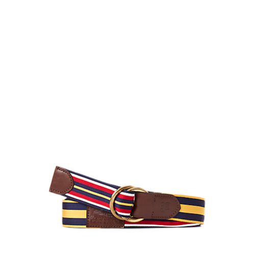 Polo Ralph Lauren Leather-Trim Striped Belt