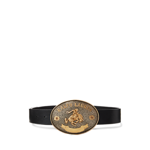 Polo Ralph Lauren Rodeo-Buckle Vachetta Leather Wide Belt