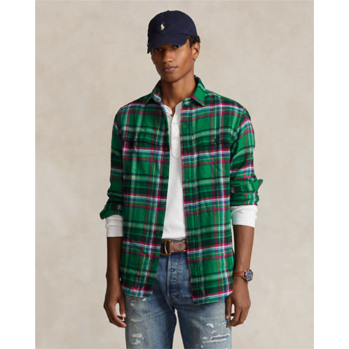 Polo Ralph Lauren Classic Fit Suede-Patch Plaid Workshirt