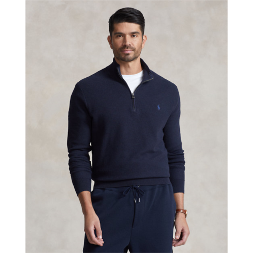 Polo Ralph Lauren Mesh-Knit Cotton Quarter-Zip Sweater