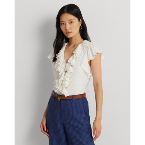 Polo Ralph Lauren Ruffle-Trim Gauze Flutter-Sleeve Shirt