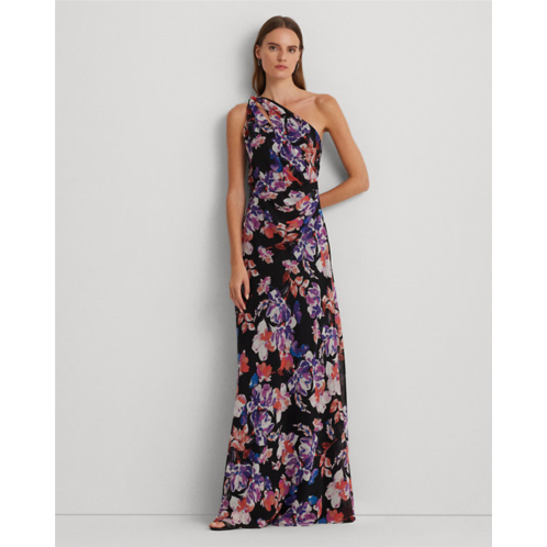 Lauren Floral Georgette One-Shoulder Dress