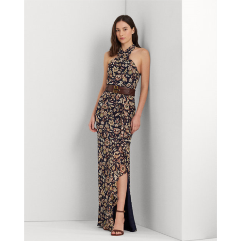 Polo Ralph Lauren Floral Ruffle-Trim Georgette Halter Gown